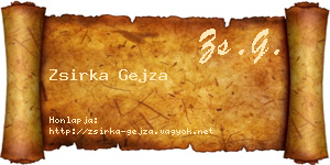 Zsirka Gejza névjegykártya